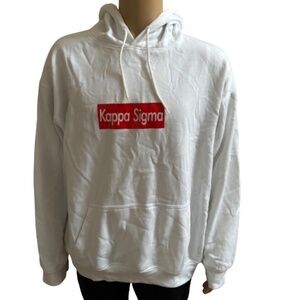 White Kappa Sigma Graphic Design Hoodie Womens XL Mint
